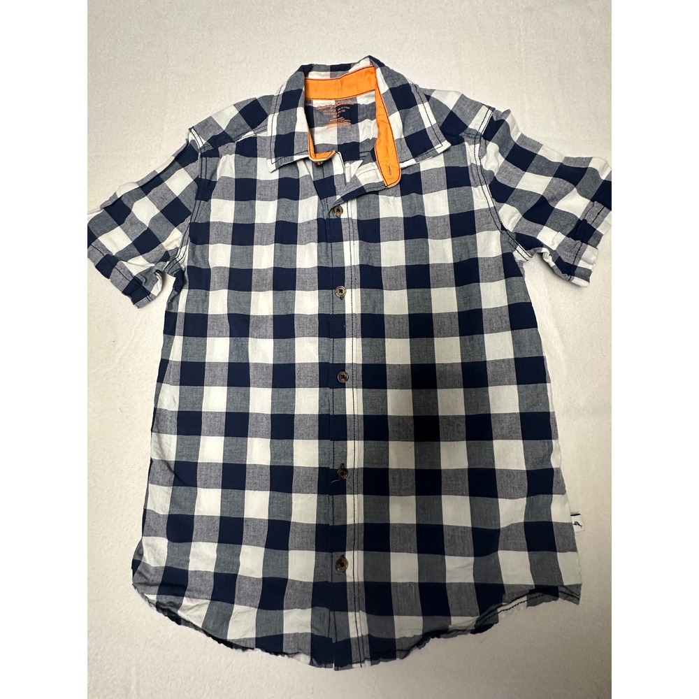 Tommy‎ Bahama Boys Button Down Shirt Blue White Checkered Size L (10/12)